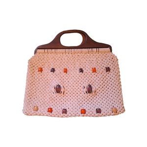 1970s Handmade Macrame Beaded Purse